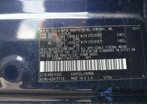 2022 Toyota Rav4 Hybrid Xle z USA, uszkodzony, nr VIN 4T3RWRFV7NU057201